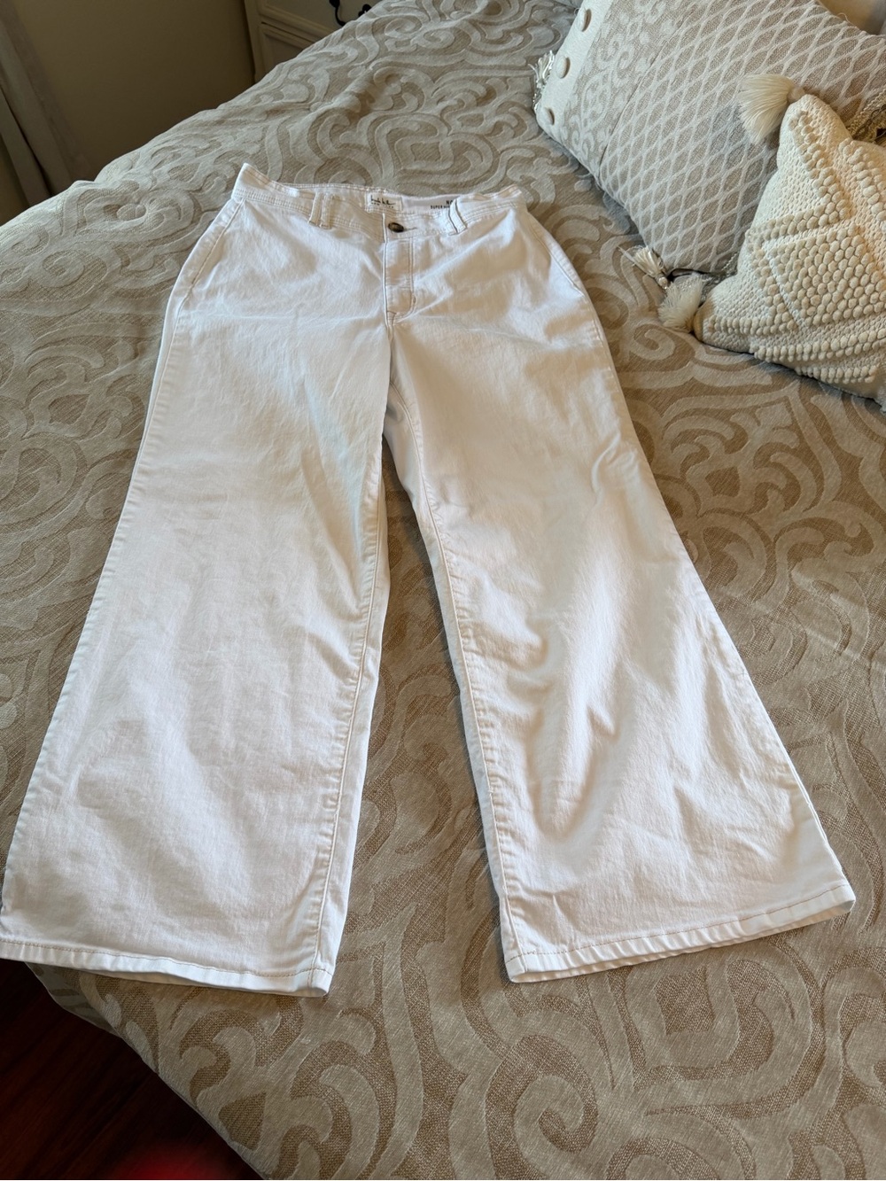 Nicole Miller New York Nomad Super High Rise Wide Leg White Jeans 10 - Picture 8 of 14
